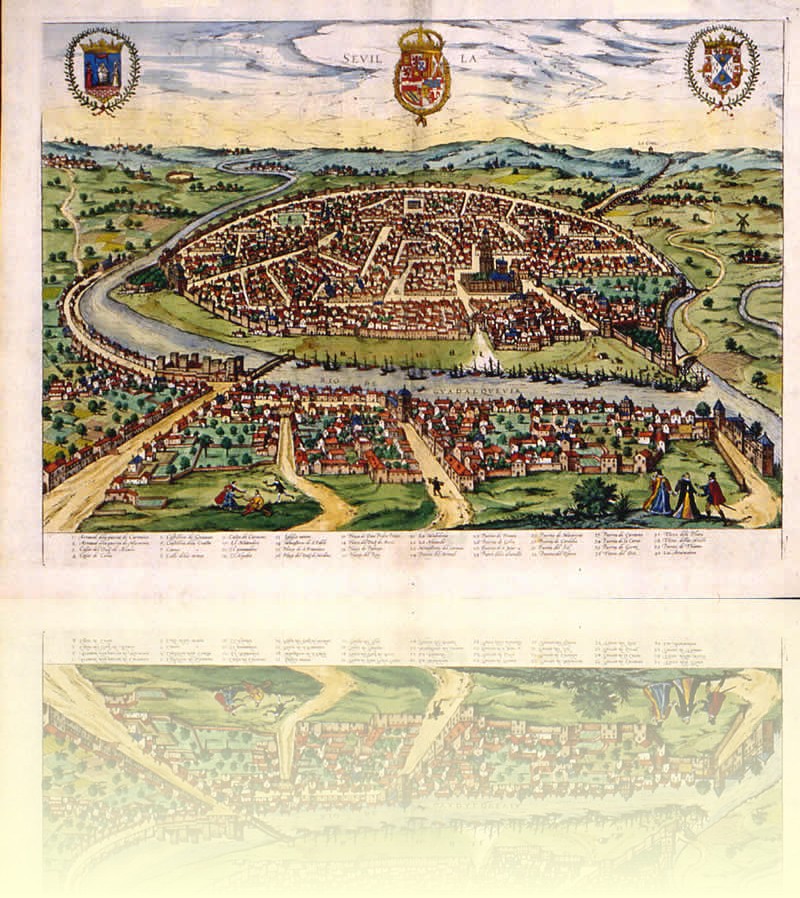 Mapa de Sevilla cerca 1.588
